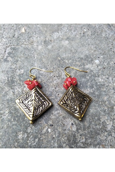 Alphabey's Square Shaped Gold Plated Brass Earring For Women Alphabey's Square Shaped Gold Plated Brass Earring For Women